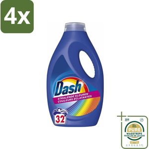 Dash - Stralende Kleuren - Vloeibaar Wasmiddel - Gekleurde Was - 32 Wasbeurten - Voordeelverpakking - 4 stuks - Kleurbehoud - Wasverzachter