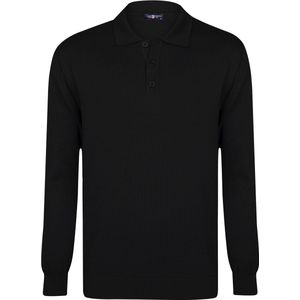 Jimmy Sanders - Gebreide Polo Trui - Zwart - 100% Katoen - Heren - 2XL