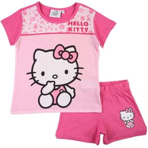 Hello Kitty shortama/pyjama katoen fuchsia maat 98