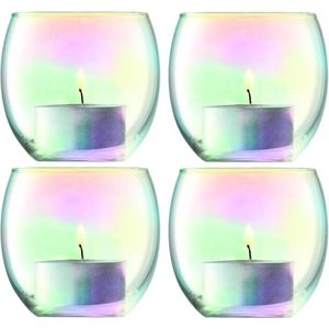 L.S.A. - Pearl Theelicht Houder 6,8 cm Set van 4 Stuks - Glas - Transparant -