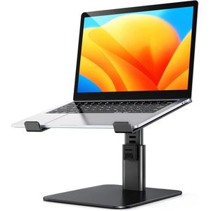 Verstelbare Aluminium Laptop Stand voor Bureau - Ergonomische Verhoger met Koeling - Geschikt voor MacBook Air Pro en Meer 10""-16"" Laptops - Zwart