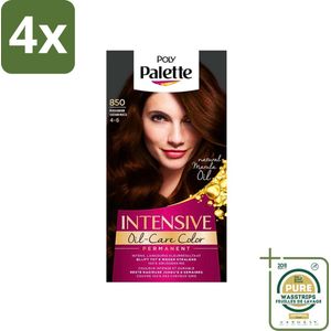 Poly Palette - Haarverf - Mokka Bruin 850 - 115ml - Voordeelverpakking - 4 stuks - Mokka bruin - Grijsdekking