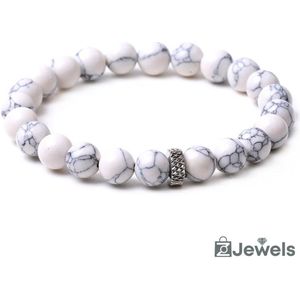 OZ Jewels - White Turquoise Kralenarmband - Elastisch - Natuursteen