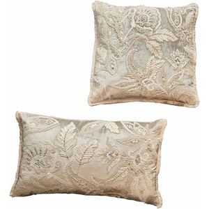 LOBERON Kussenhoes set van 2 Oplevine taupe/champagne