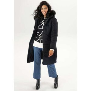 Aniston | Puffer jas | Afneembaar imitatiebont | Zwart| 38