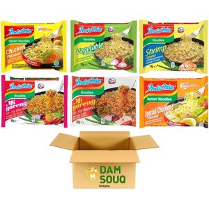 Damsouq® Instant Noedels Noodles Mixpakket 6 Soorten Indomie (Kip, kip special, Groente, garnaal, Migoreng, Migoreng scherp) 30x 75 Gram)
