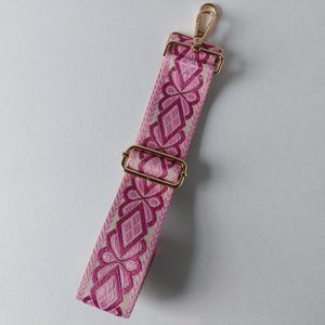 bagstrap (schoudertas band) roze/donker roze ook voor fototas vrolijk opvallend persoonlijk messing kleur haakjes verstelbaar in lengte