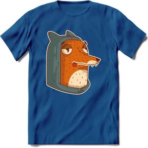 Hoodie fox T-Shirt Grappig | Dieren vos Kleding Kado Heren / Dames | Animal Skateboard Cadeau shirt - Donker Blauw - XXL