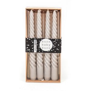 Housevitamin Swirl kaarsen grijs set van 4 - 20 cm - Twisted Candle – Twirl Candle - Gedraaide Kaarsen