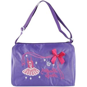 Gepersonaliseerde geborduurde kinder ballettas - roze/paars - dansschoenen en balletjurk .
