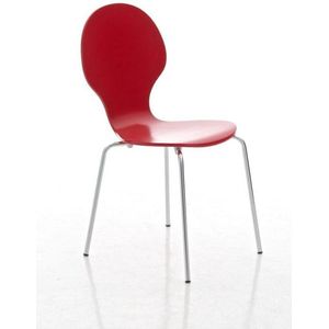 Bezoekersstoel - Stoel rood - Met rugleuning - Vergaderstoel - Zithoogte 45cm