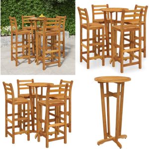 vidaXL 5-delige Tuinbarset massief acaciahout - Bartafel - Bartafels - Statafel - Hoge Tafel