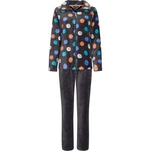 Rebelle dames huispak fleece - maat 46 - Coloured dots - grijs