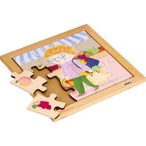 Educo Dubbelzijdige houten Kinderpuzzel: Fruit 24x24cm - 12 stukjes - Houten puzzel - Legpuzzel - Puzzel voor kinderen - Educatief speelgoed hout - Vanaf 3 jaar