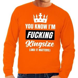 Grote maten Fucking Kingsize oranje sweater - grote maten trui - Koningsdag kleding XXXL