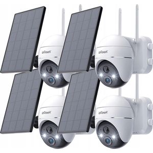 ieGeek 2K 360° Wifi-camera voor buiten, draadloos, met zonnepaneel, PTZ, batterij-aangedreven bewakingscamera met bewegingsdetectie, kleur-nachtzicht, akoestisch en helder alarm, 4 stuks
