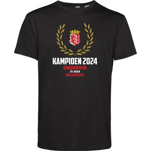 T-shirt kind Krans Kampioen 2024 | PSV Supporter | Eindhoven de Gekste | Shirt Kampioen | Zwart | maat 80