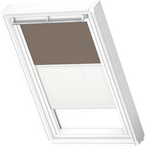 VELUX Origineel Verduisterend Rolgordijn Plus Plissé (DFD) Wit Kozijn, PK08, Warm Grey