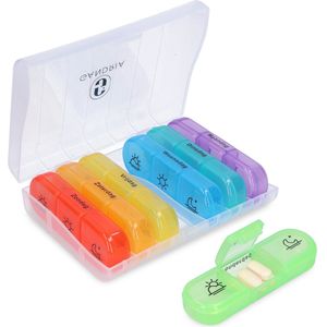 Gandria Pillendoos 7 Dagen - Uitneembaar Pillendoosje - Medicijndoos met 21 Compartimenten - Medicijndoos met Stevige Sluiting - 3 Vakken per Dag - 7 Kleuren