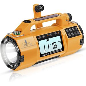 GOKAYA - Noodradio - Zonne-energie - 5000mAh – Powerbank - LED Zaklamp - SOS Alarm - Weerfunctie – Handmatig Opladen – Ideaal voor Noodgevallen & Kamperen