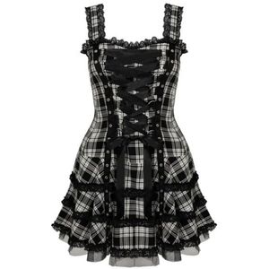 Hell Bunny Harley Dress Dames Korte jurk - zwart/grijs/wit - L