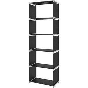 Opbergrek boekenkast 5 niveaus organizer kleding plank 5 kg belastbaar 50x30x180 cm woonkamer slaapkamer zwart opbergrek