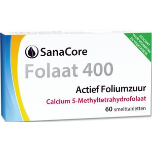 SanaCore Folaat 400 Calcium - Actieve Foliumzuur (5-MTHF) - 60 zuigtabletten