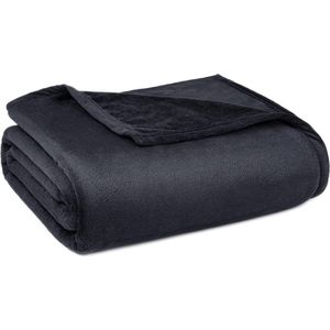 KANKAEU Knuffeldeken, wollig, 200 x 230 cm, 380 g/m², superzachte en delicate fleecedeken, pluizige deken, woondeken, knuffeldeken als bankdeken, flanellen deken, bankdeken, donkergrijs