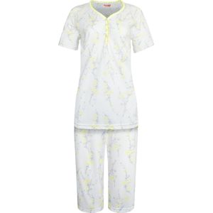 Dames capri pyjama gebloemd geel XXXL