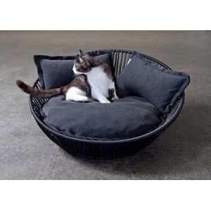 SIRO Saleen Exclusief design orthopedisch kattenbed van Pet-Interiors | mand zwart 70 cm velours antraciet