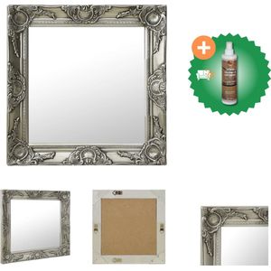 vidaXL Wandspiegel barok stijl 50x50 cm zilverkleurig - Spiegel - Inclusief Houtreiniger en verfrisser