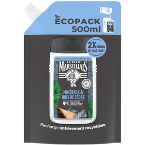 Le Petit Marseillais Verfrissende Douchegel 4in1 Mineralen & Cederhout Eco-Refill 500 ml
