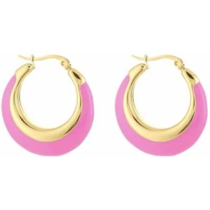 Oorbellen - Hoops - Roze - Goud - Stainless steel - Statement oorbellen - Stainless steel sieraden