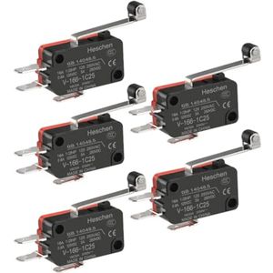 Microschakelaar SPDT Lange Rolhendel 16A 250VAC - 5 Stuks