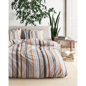 Mistral Home - DEKBEDOVERTREK - katoenviscose - 200 x 200 cm + 2x 65 x 65 cm - tweepersoons - strepen - groen- Duurzaam