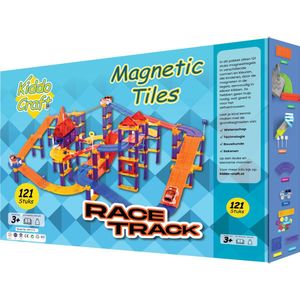 Kiddo Craft Magnetic Tiles Racebaan - 121 Stuks - Magnetisch Montessori Speelgoed - 3 tot 12 Jaar - Magnetische Tegels - Bouwstenen - Educatief