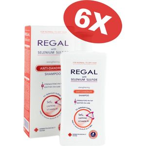 Regal Anti-Roos Shampoo Voordeelverpakking 6 Stuks - Selenium Sulfide, Cafeïne & Vitamine PP - Normaal & Droog Haar - 6 x 200ml