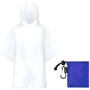 Kinder regenponcho - pvc - in blauw zakje - vanaf 4 jaar - noodponcho met capuchon - one size - transparant