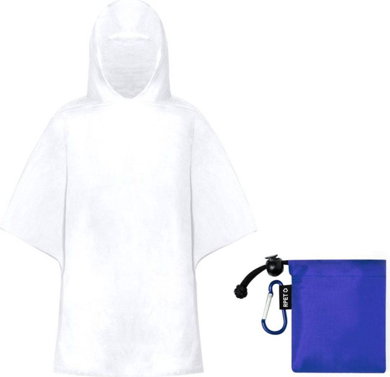 Kinder regenponcho - pvc - in blauw zakje - vanaf 4 jaar - noodponcho met capuchon - one size - transparant