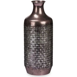 Giftdecor Bloemenvaas Antique Roman - zilver/brons - metaal - D16 x H42 cm - Design vaas met historisch karakter