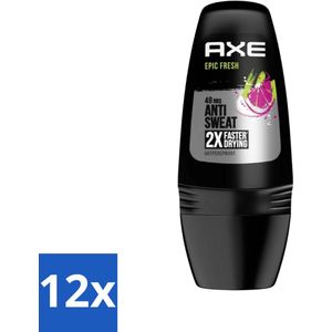 12 x Axe - Deodorant Roller- 48hrs Fresh - Epic Fresh - 50 ml - Anti-transpirant - Deodorant - Axe - Epic Fresh - 48 Uur Bescherming