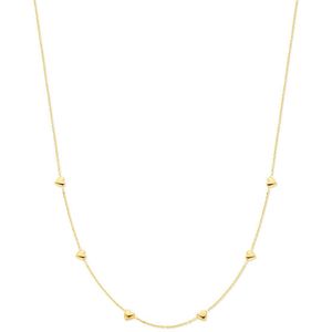 zilver verguld (geel) collier hartjes 41 + 4 cm 3 micron 2103425