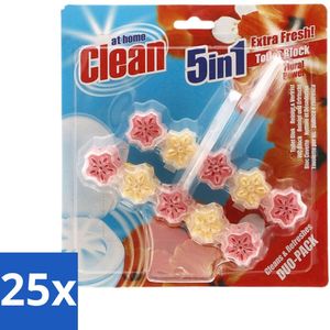 At Home - Clean - Toiletblok - 5in1 Active - Floral Power - Neutraliseert & Reinigt - 2 Blokken - Bulkverpakking - 25 stuks