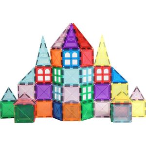 Educatief speelgoed - 60 stuks - Magnetische tegels/tiles voor kinderen - verschillende kleuren - 3D puzzel