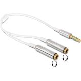 3,5mm Jack 4-polig audio splitter - slim uitvoering / wit - 0,25 meter