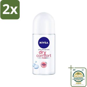 Nivea - Deo Roll-On - Dry Comfort Plus - 48 Uur Lang Werkend - 50 ml - Voordeelverpakking - 2 stuks - 48 uur bescherming - Droog gevoel