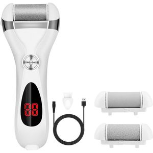 Elektrische voetkorstverwijderaar, oplaadbare korstverwijderaar met 2 slijpkoppen, waterdichte voetscrubvijl, professionele voetverzorgingsset, geschikt voor voetverzorging bij dode huidcellen, gebarsten, droge huid