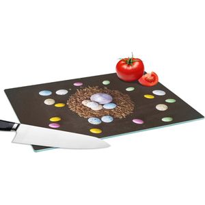 Glazen Snijplank - 39x28 - Paaseitjes - Regenboog - Pasen - Snijplanken Glas