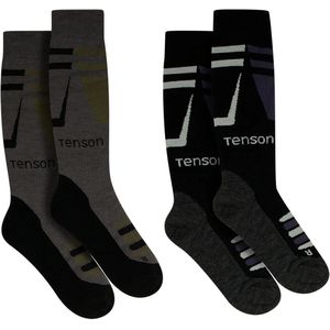 Tenson Core Lange Sokken 2 Paren Zwart,Grijs EU 37-39 Man,Vrouw