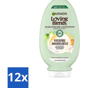 Garnier - Loving Blends - Conditioner - Voedende Amandelmelk - Lichtdroog Haar - 250 ml - Voordeelverpakking - 12 stuks